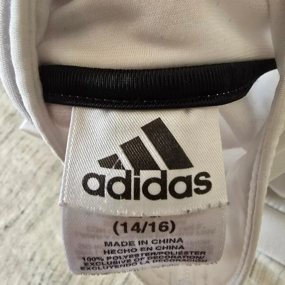 Adidas White Track Jacket with Black Stripes